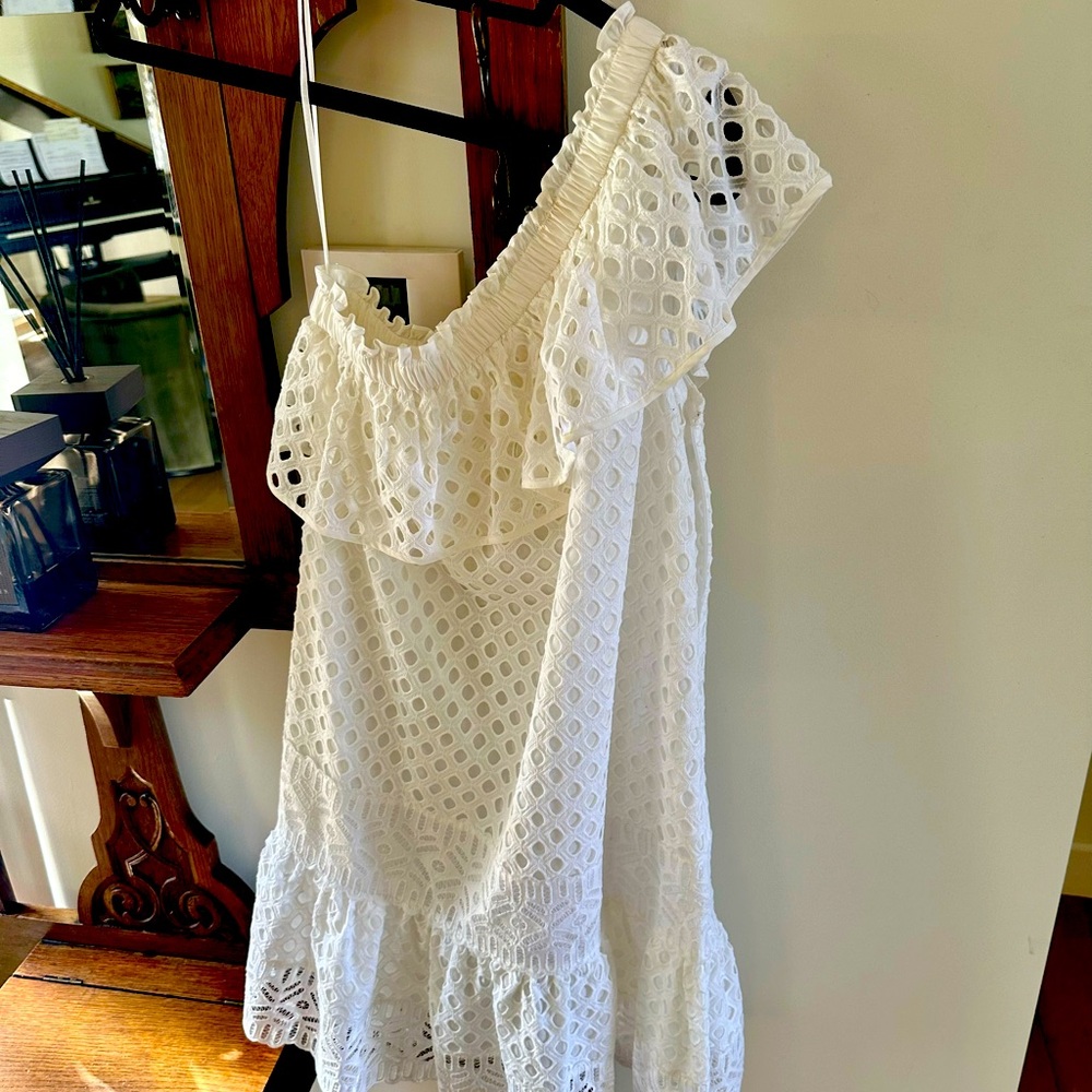 Tory Burch Zoe white eyelet one shoulder dress. Super cute and never worn!